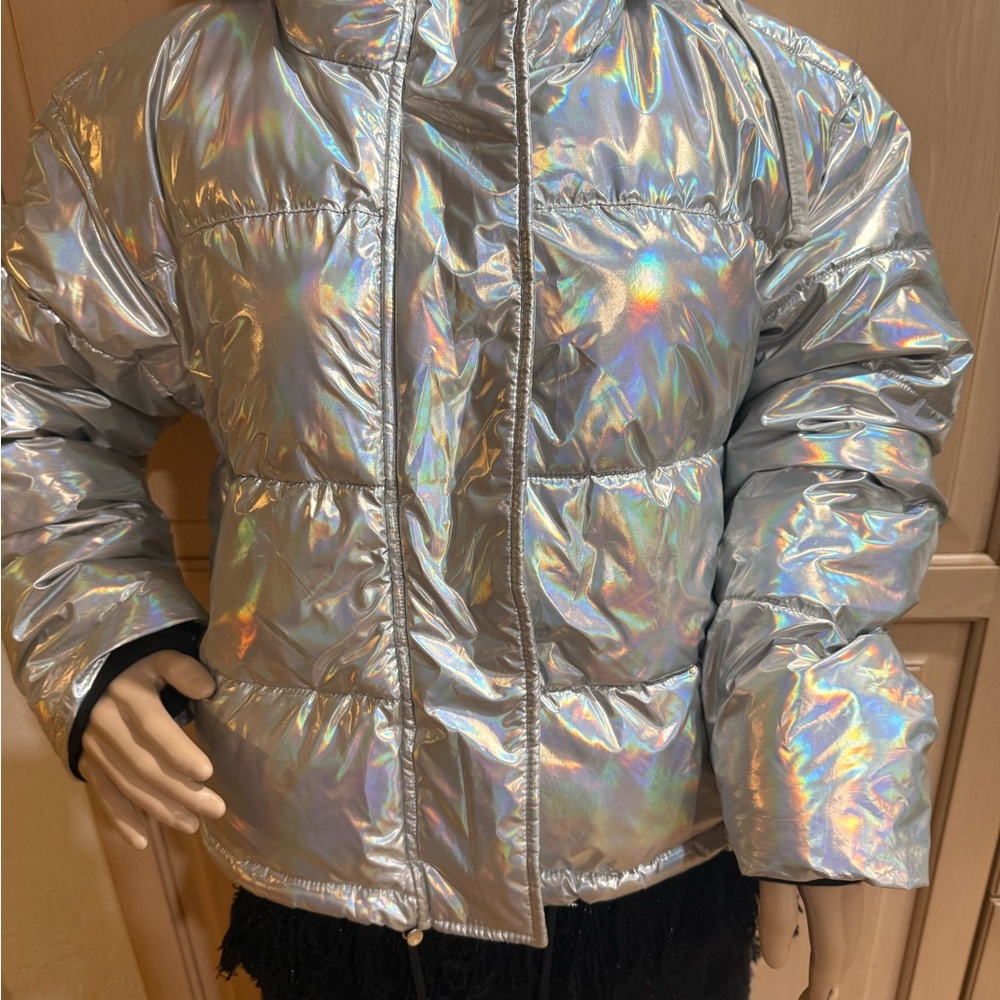 Aqua silver metallic Puffer Jacket